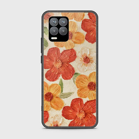 Realme 8 Cover - Floral Series - Design 6 - Red & Orange - HQ Ultra Shine Premium Infinity Glass Soft Silicon Borders Case