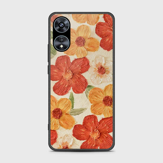 Oppo A58 4G Cover - Floral Series - Design 6 - Red & Orange - HQ Ultra Shine Premium Infinity Glass Soft Silicon Borders Case