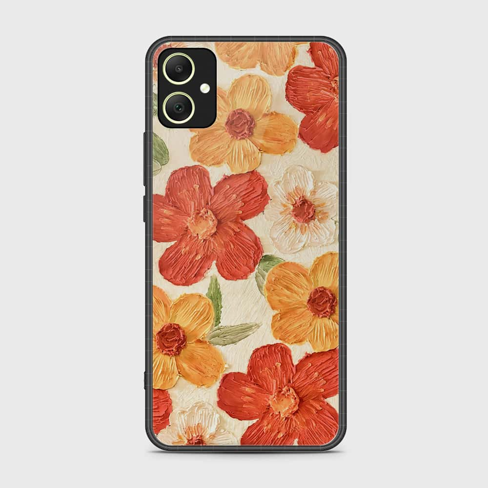 Samsung Galaxy A05 Cover - Floral Series - Design 6 - Red & Orange - HQ Ultra Shine Premium Infinity Glass Soft Silicon Borders Case