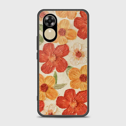 Oppo A17k Cover - Floral Series - Design 6 - Red & Orange - HQ Ultra Shine Premium Infinity Glass Soft Silicon Borders Case