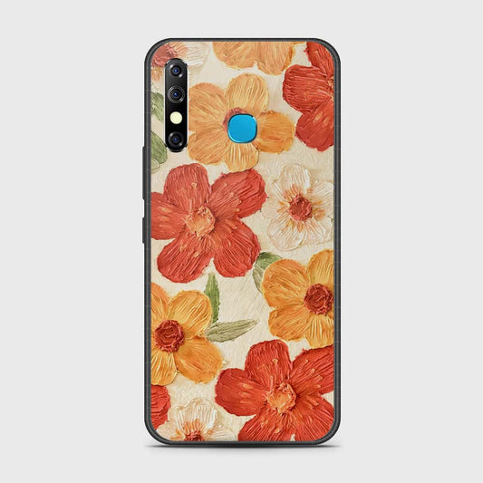 Infinix Hot 8 Cover - Floral Series - Design 6 - Red & Orange - HQ Ultra Shine Premium Infinity Glass Soft Silicon Borders Case