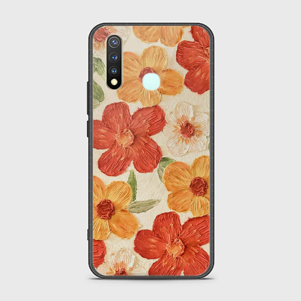 Vivo Y19 Cover - Floral Series - Design 6 - Red & Orange - HQ Ultra Shine Premium Infinity Glass Soft Silicon Borders Case