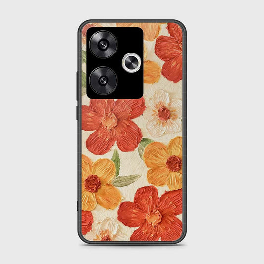 Xiaomi Redmi Turbo 3 Cover - Floral Series - Design 6 - Red & Orange - HQ Ultra Shine Premium Infinity Glass Soft Silicon Borders Case