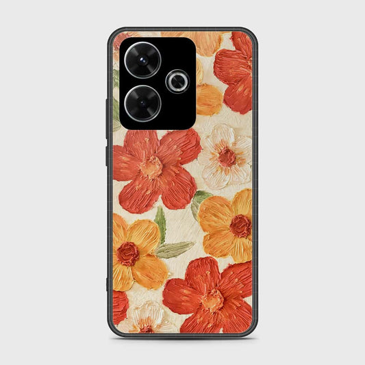 Xiaomi Redmi Note 13R Cover - Floral Series - Design 6 - Red & Orange - HQ Ultra Shine Premium Infinity Glass Soft Silicon Borders Case