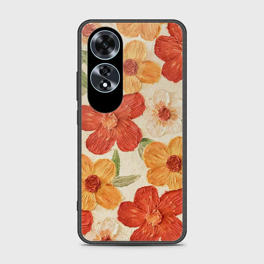 Oppo A60 Cover - Floral Series - Design 6 - Red & Orange - HQ Ultra Shine Premium Infinity Glass Soft Silicon Borders Case