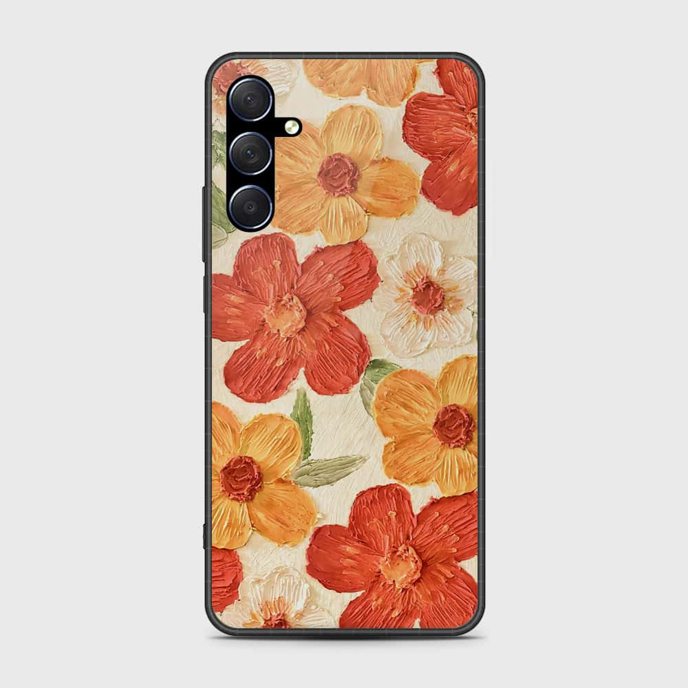 Samsung Galaxy M54 Cover - Floral Series - Design 6 - Red & Orange - HQ Ultra Shine Premium Infinity Glass Soft Silicon Borders Case