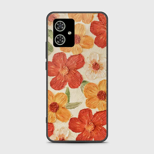 Motorola Moto G54 Cover - Floral Series - Design 6 - Red & Orange - HQ Ultra Shine Premium Infinity Glass Soft Silicon Borders Case