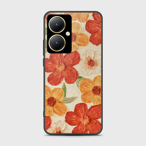 Vivo Y35m Plus Cover - Floral Series - Design 6 - Red & Orange - HQ Ultra Shine Premium Infinity Glass Soft Silicon Borders Case