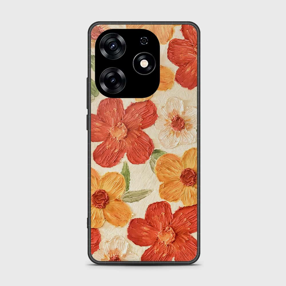 Tecno Spark 10 Pro Cover - Floral Series - Design 6 - Red & Orange - HQ Ultra Shine Premium Infinity Glass Soft Silicon Borders Case