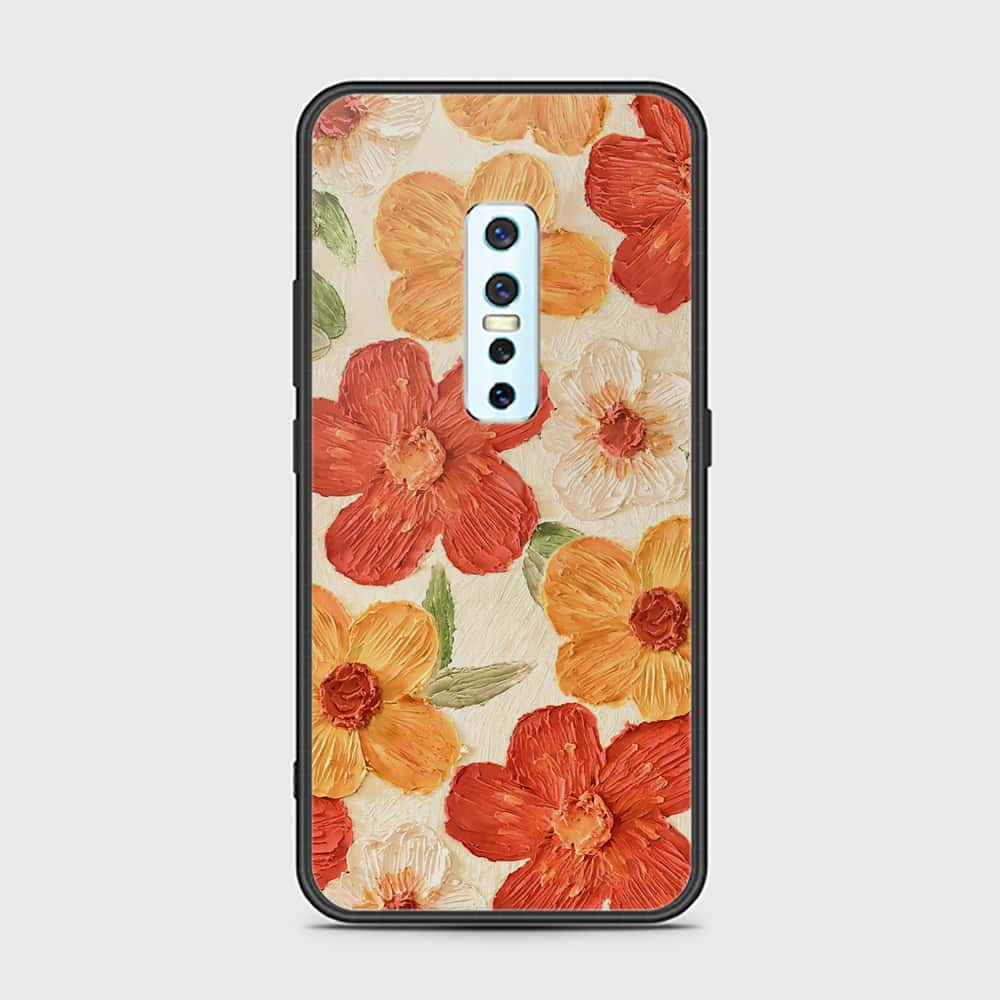 Vivo V17 Pro Cover - Floral Series - Design 6 - Red & Orange - HQ Ultra Shine Premium Infinity Glass Soft Silicon Borders Case