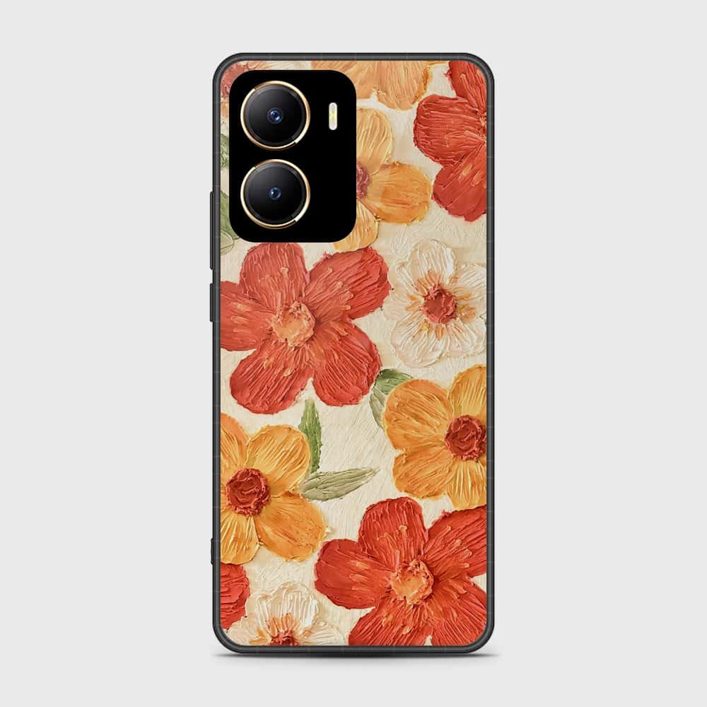 Vivo Y35 5G Cover - Floral Series - Design 6 - Red & Orange - HQ Ultra Shine Premium Infinity Glass Soft Silicon Borders Case