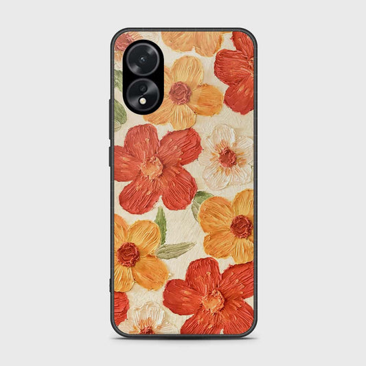 Oppo A18 Cover - Floral Series - Design 6 - Red & Orange - HQ Ultra Shine Premium Infinity Glass Soft Silicon Borders Case
