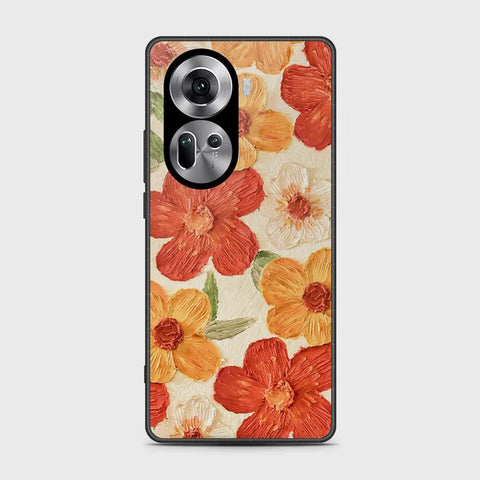 Oppo Reno 11 5G Cover - Floral Series - Design 6 - Red & Orange - HQ Ultra Shine Premium Infinity Glass Soft Silicon Borders Case