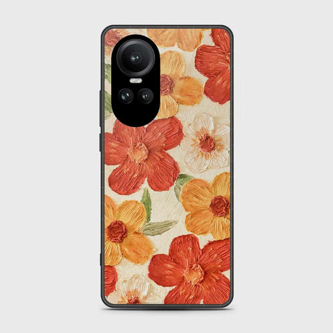 Oppo Reno 10 Pro Cover - Floral Series - Design 6 - Red & Orange - HQ Ultra Shine Premium Infinity Glass Soft Silicon Borders Case