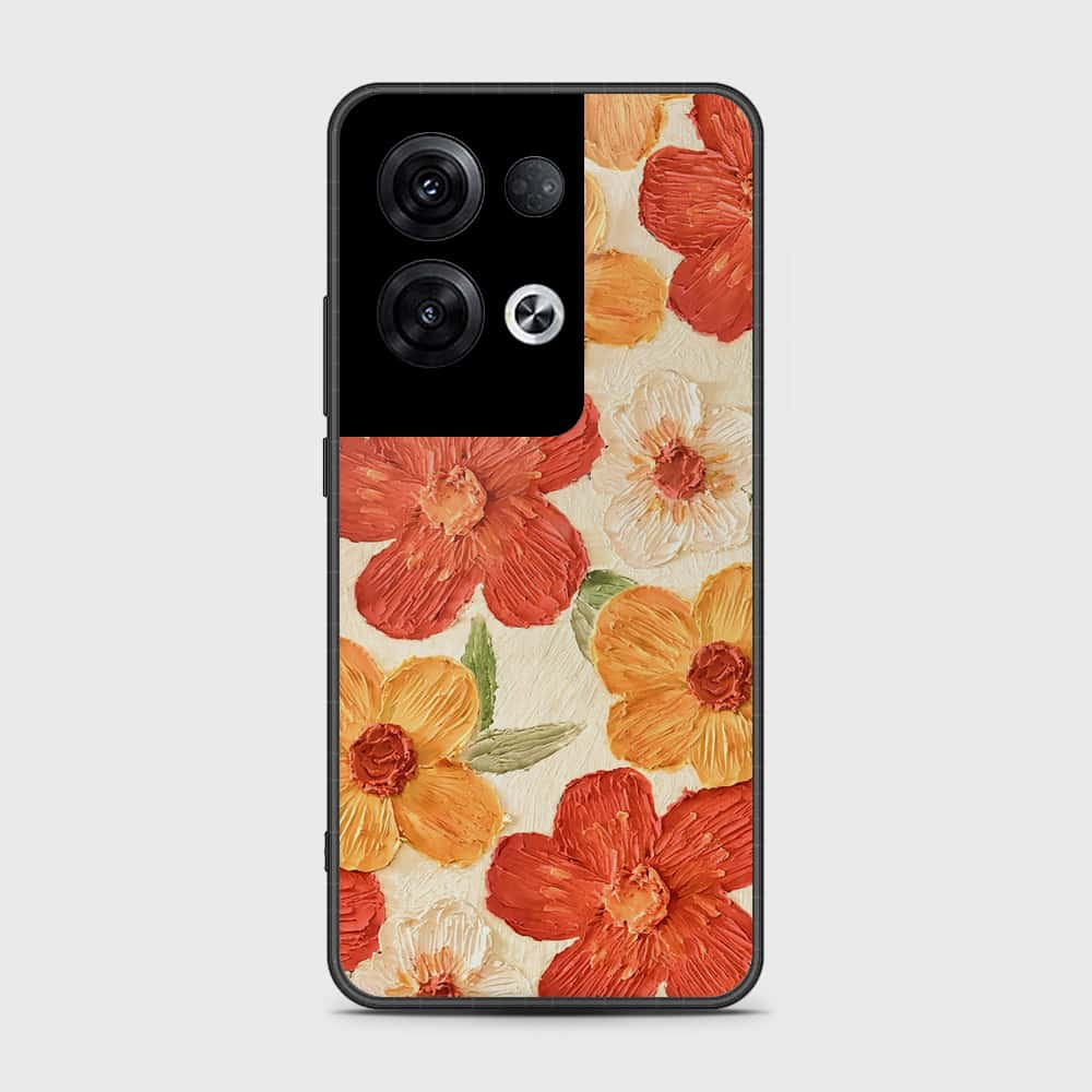 Oppo Reno 8 Pro Plus Cover - Floral Series - Design 6 - Red & Orange - HQ Ultra Shine Premium Infinity Glass Soft Silicon Borders Case