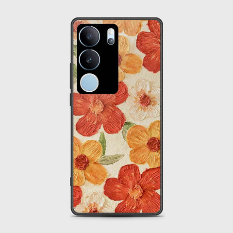 Vivo V29 Cover - Floral Series - Design 6 - Red & Orange - HQ Ultra Shine Premium Infinity Glass Soft Silicon Borders Case