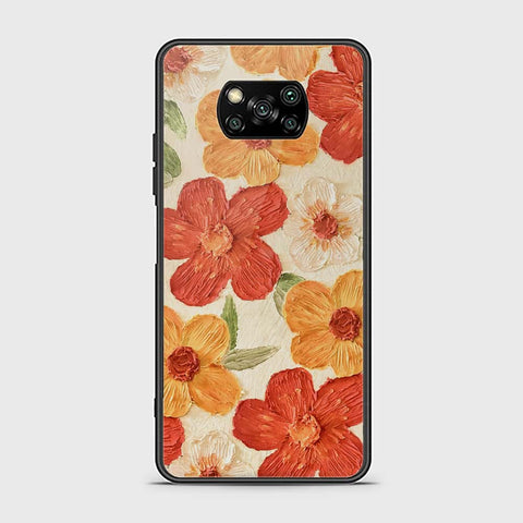 Xiaomi Poco X3 Cover - Floral Series - Design 6 - Red & Orange - HQ Ultra Shine Premium Infinity Glass Soft Silicon Borders Case