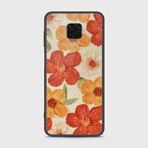 Xiaomi Redmi Note 9S Cover - Floral Series - Design 6 - Red & Orange - HQ Ultra Shine Premium Infinity Glass Soft Silicon Borders Case