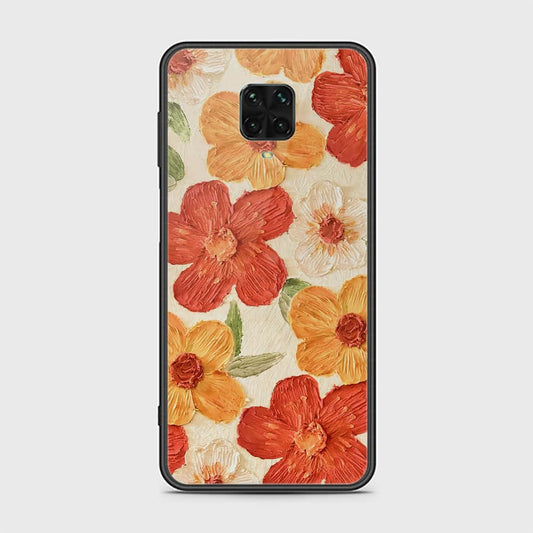 Xiaomi Redmi Note 9 Pro Cover - Floral Series - Design 6 - Red & Orange - HQ Ultra Shine Premium Infinity Glass Soft Silicon Borders Case