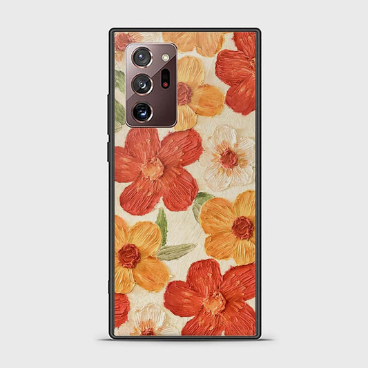 Samsung Galaxy Note 20 Ultra Cover - Floral Series - Design 6 - Red & Orange - HQ Ultra Shine Premium Infinity Glass Soft Silicon Borders Case