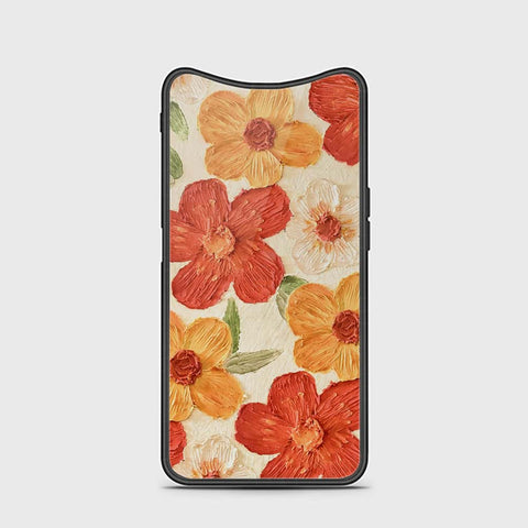 Oppo Find X Cover - Floral Series - Design 6 - Red & Orange - HQ Ultra Shine Premium Infinity Glass Soft Silicon Borders Case