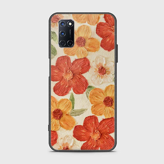 Oppo A92 Cover - Floral Series - Design 6 - Red & Orange - HQ Ultra Shine Premium Infinity Glass Soft Silicon Borders Case