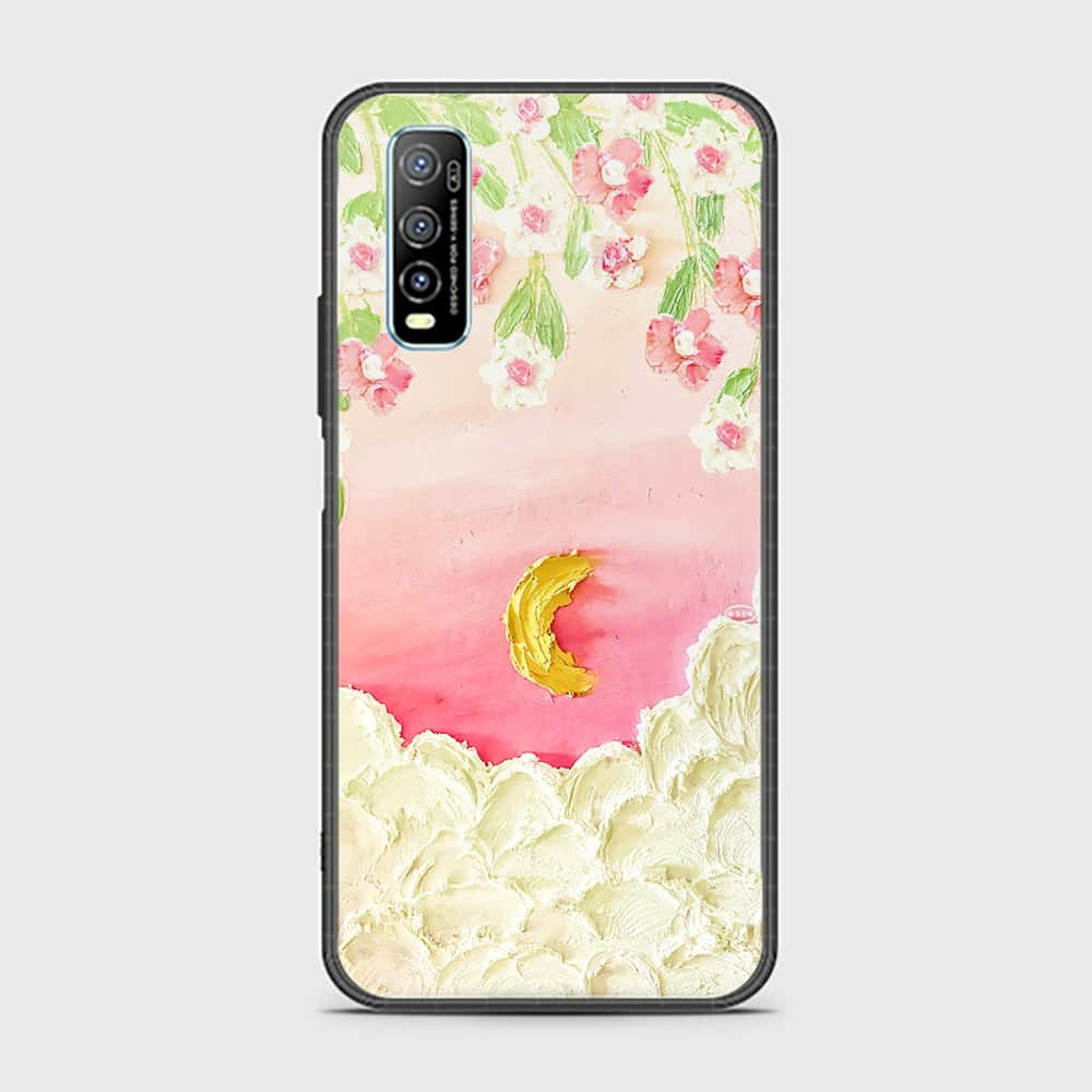 Vivo Y70s Cover - Floral Series - Design 7 - Pink & Yellow - HQ Ultra Shine Premium Infinity Glass Soft Silicon Borders Case