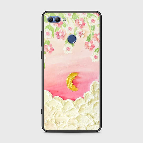 Huawei Y9 2018 Cover - Floral Series - Design 7 - Pink & Yellow - HQ Ultra Shine Premium Infinity Glass Soft Silicon Borders Case