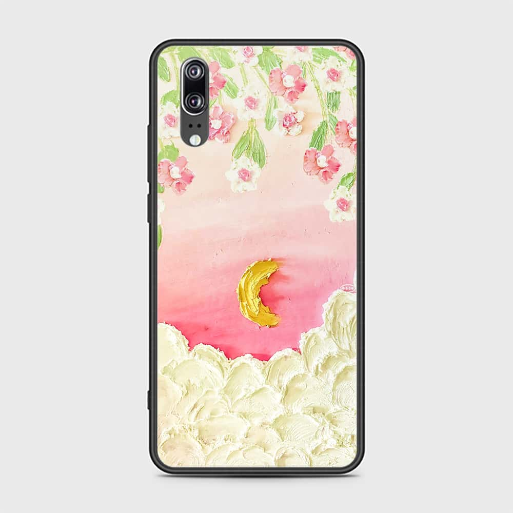 Huawei P20 Cover - Floral Series - Design 7 - Pink & Yellow - HQ Ultra Shine Premium Infinity Glass Soft Silicon Borders Case