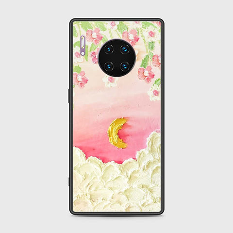 Huawei Mate 30 Pro Cover - Floral Series - Design 7 - Pink & Yellow - HQ Ultra Shine Premium Infinity Glass Soft Silicon Borders Case