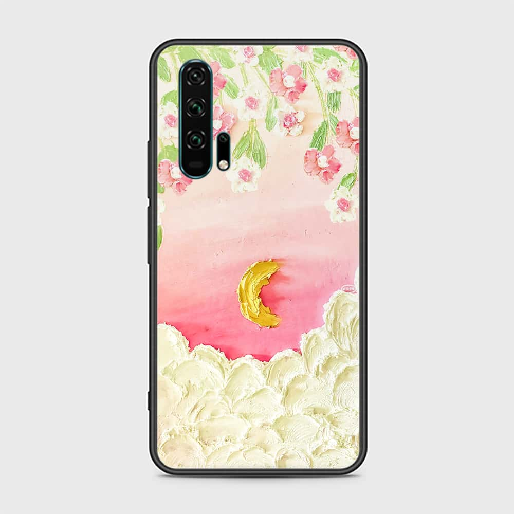 Honor 20 Pro Cover - Floral Series - Design 7 - Pink & Yellow - HQ Ultra Shine Premium Infinity Glass Soft Silicon Borders Case