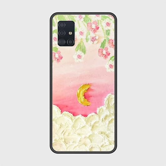 Samsung Galaxy A51 Cover - Floral Series - Design 7 - Pink & Yellow - HQ Ultra Shine Premium Infinity Glass Soft Silicon Borders Case