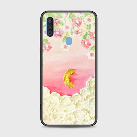 Samsung Galaxy M11 Cover - Floral Series - Design 7 - Pink & Yellow - HQ Ultra Shine Premium Infinity Glass Soft Silicon Borders Case