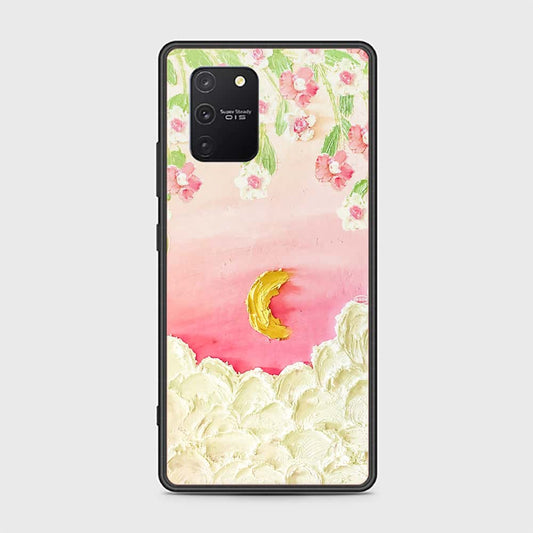 Samsung Galaxy A91 Cover - Floral Series - Design 7 - Pink & Yellow - HQ Ultra Shine Premium Infinity Glass Soft Silicon Borders Case