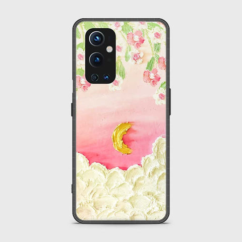 OnePlus 9 Pro Cover - Floral Series - Design 7 - Pink & Yellow - HQ Ultra Shine Premium Infinity Glass Soft Silicon Borders Case