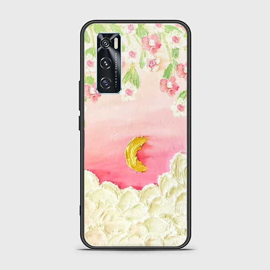 Vivo V20 SE Cover - Floral Series - Design 7 - Pink & Yellow - HQ Ultra Shine Premium Infinity Glass Soft Silicon Borders Case