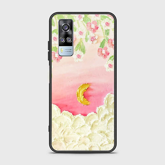 Vivo Y51 (2020 December) Cover - Floral Series - Design 7 - Pink & Yellow - HQ Ultra Shine Premium Infinity Glass Soft Silicon Borders Case