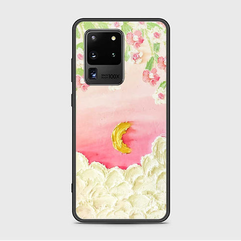 Samsung Galaxy S20 Ultra Cover - Floral Series - Design 7 - Pink & Yellow - HQ Ultra Shine Premium Infinity Glass Soft Silicon Borders Case