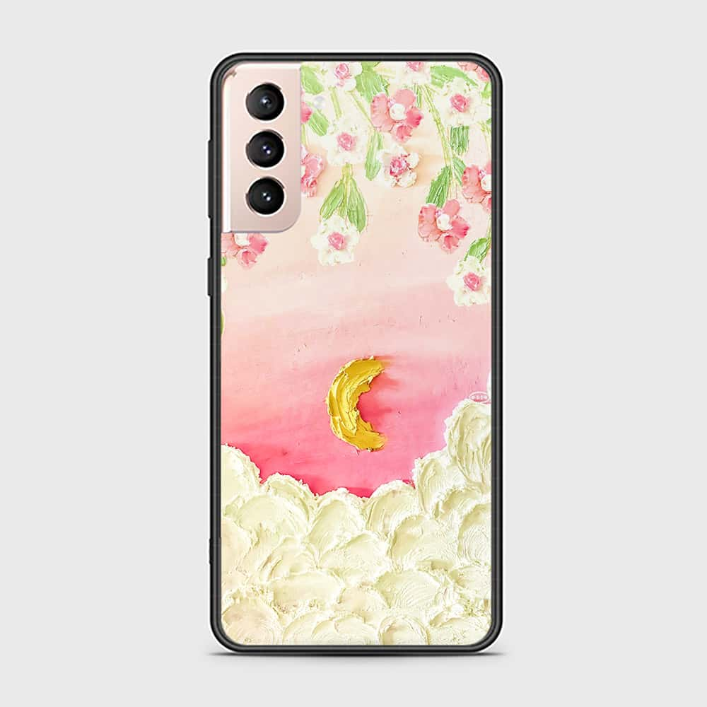 Samsung Galaxy S21 5G Cover - Floral Series - Design 7 - Pink & Yellow - HQ Ultra Shine Premium Infinity Glass Soft Silicon Borders Case