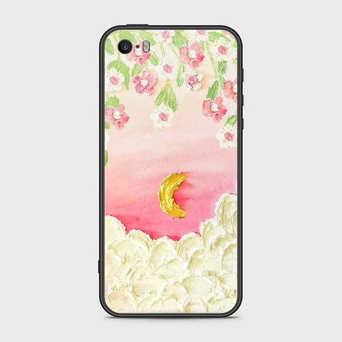 iPhone SE Cover - Floral Series - Design 7 - Pink & Yellow - HQ Ultra Shine Premium Infinity Glass Soft Silicon Borders Case