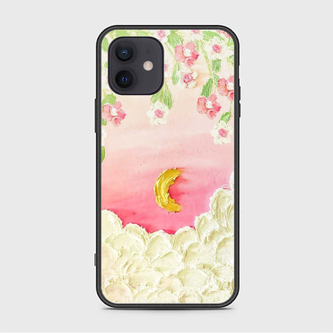 iPhone 12 Mini Cover - Floral Series - Design 7 - Pink & Yellow - HQ Ultra Shine Premium Infinity Glass Soft Silicon Borders Case