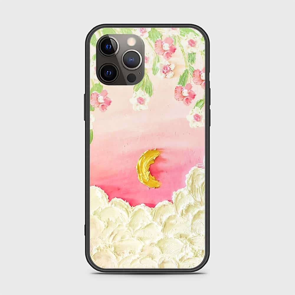 iPhone 12 Pro Cover - Floral Series - Design 7 - Pink & Yellow - HQ Ultra Shine Premium Infinity Glass Soft Silicon Borders Case