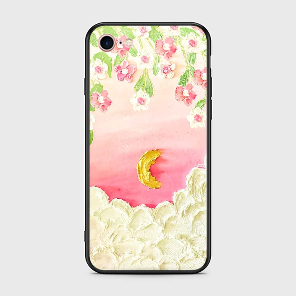 iPhone 8 / 7 Cover - Floral Series - Design 7 - Pink & Yellow - HQ Ultra Shine Premium Infinity Glass Soft Silicon Borders Case