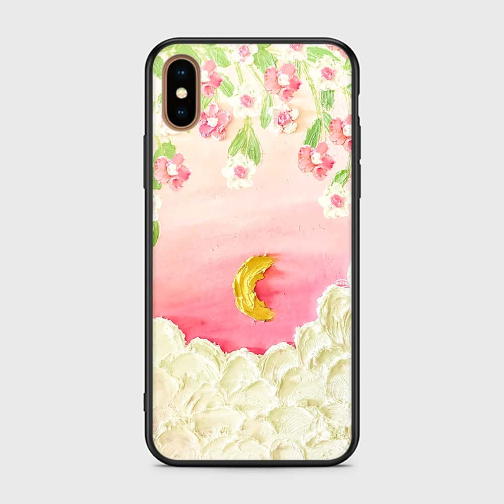 iPhone XS Max Cover - Floral Series - Design 7 - Pink & Yellow - HQ Ultra Shine Premium Infinity Glass Soft Silicon Borders Case