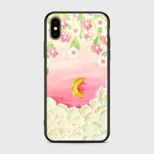 iPhone XS Max Cover - Floral Series - Design 7 - Pink & Yellow - HQ Ultra Shine Premium Infinity Glass Soft Silicon Borders Case