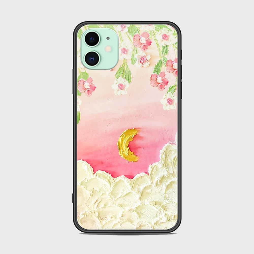 iPhone 11 Cover - Floral Series - Design 7 - Pink & Yellow - HQ Ultra Shine Premium Infinity Glass Soft Silicon Borders Case