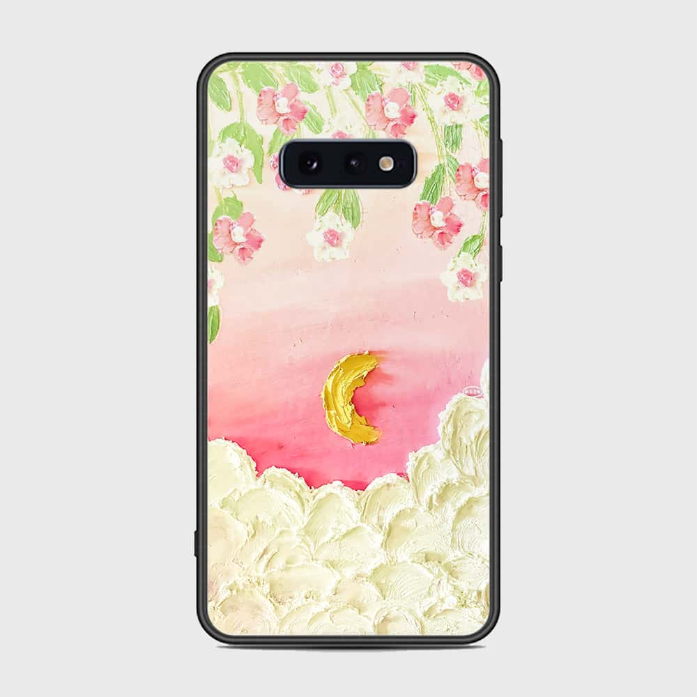 Samsung Galaxy S10e Cover - Floral Series - Design 7 - Pink & Yellow - HQ Ultra Shine Premium Infinity Glass Soft Silicon Borders Case