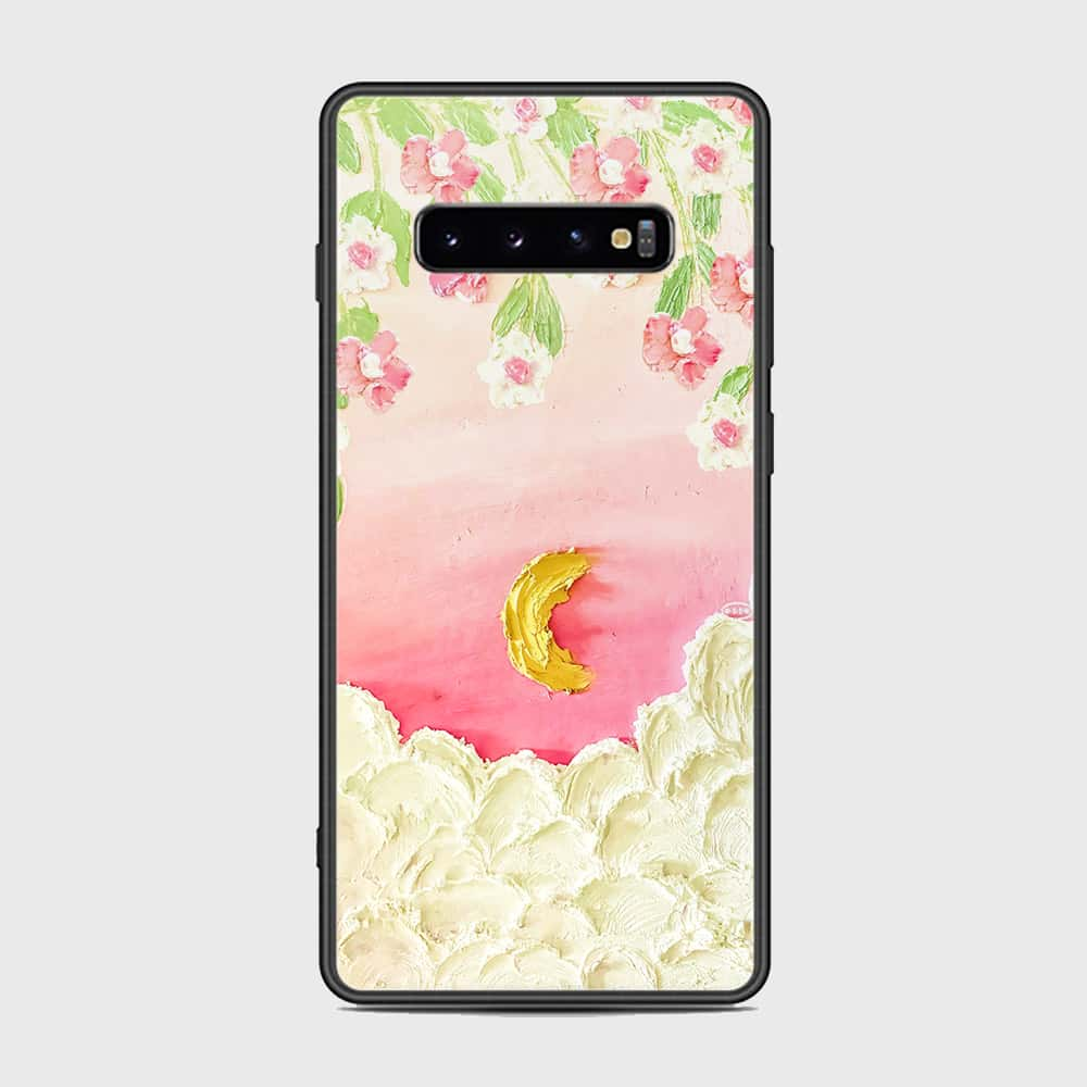 Samsung Galaxy S10 Plus Cover - Floral Series - Design 7 - Pink & Yellow - HQ Ultra Shine Premium Infinity Glass Soft Silicon Borders Case