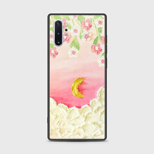 Samsung Galaxy Note 10 Plus Cover - Floral Series - Design 7 - Pink & Yellow - HQ Ultra Shine Premium Infinity Glass Soft Silicon Borders Case