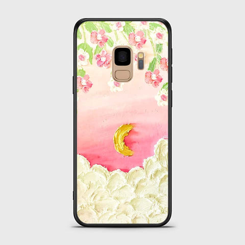 Samsung Galaxy S9 Cover - Floral Series - Design 7 - Pink & Yellow - HQ Ultra Shine Premium Infinity Glass Soft Silicon Borders Case